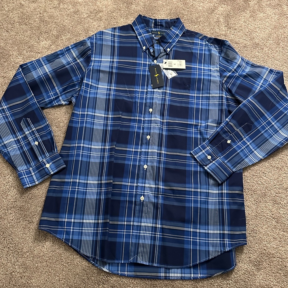 Ralph Lauren Blue Plaid Classic Fit Shirt NWT